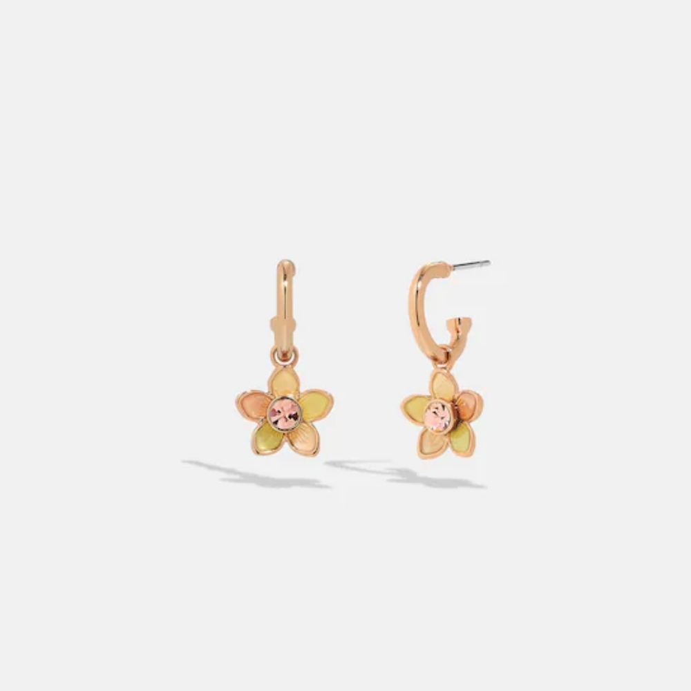 Coach Transparent Wildflower Huggie Earrings